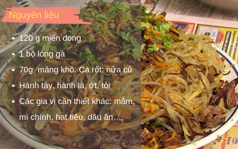 cách xào miến lòng gà